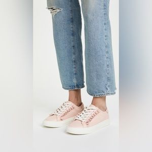 Tory Burch Sport Ruffle Leather Sneakers in Shell Pink